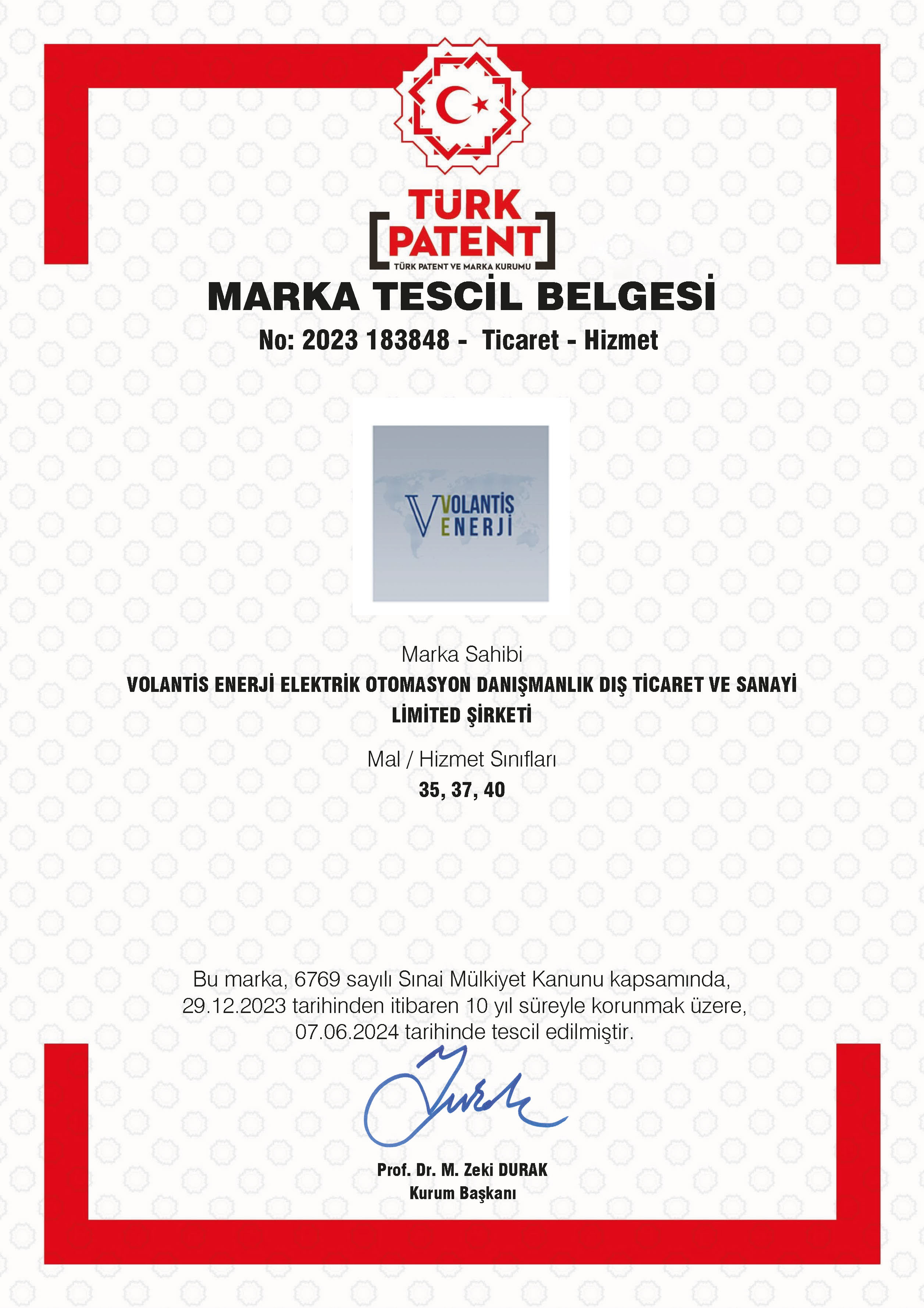 Volantis Enerji Marka Tescil